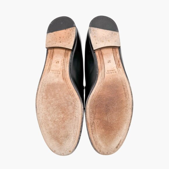 Gucci Jordaan Horsebit Loafer Flat Size 37 US 7 Black Leather Slip On Brixton - Picture 13 of 16